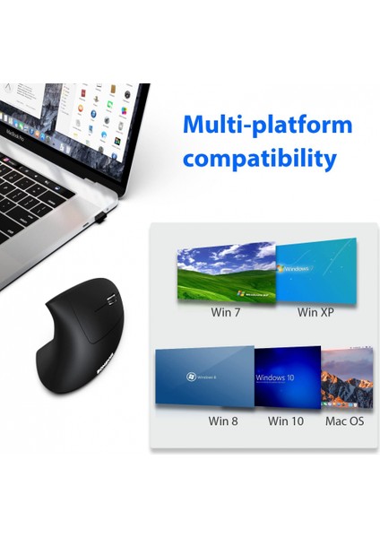 Ergonomik Fare, Dikey Kablosuz Bilgisayar Faresi 2.4g, Taşınabilir, Kablosuz, Sessiz Ergonomik Fare Şarj Edilebilir ve USB Alıcı, 3 Ayarlanabilir Dpı, 6 Düğme-Pc Masası Için Optik (Yurt Dışından)