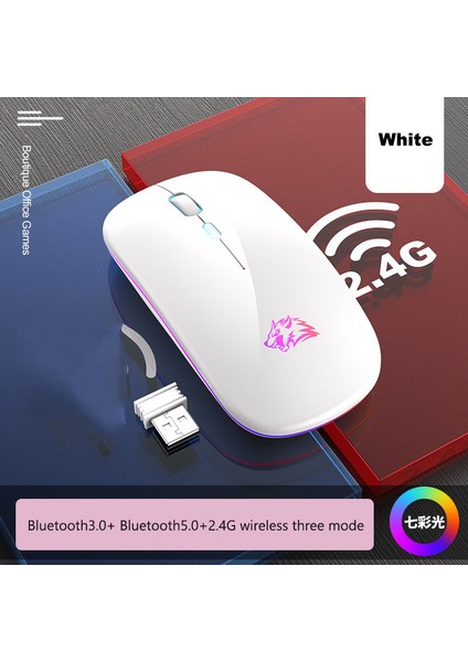 Ziyoulang Şarj Edilebilir Bluetooth Fare, 2.4g Çift Mod, Yedi Renk Solunum Işığı Sessiz Düğmesi, Pc, Ipad, Dizüstü Bilgisayar Için Uygun (Yurt Dışından)
