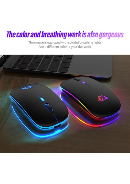 Ziyoulang Şarj Edilebilir Bluetooth Fare, 2.4g Çift Mod, Yedi Renk Solunum Işığı Sessiz Düğmesi, Pc, Ipad, Dizüstü Bilgisayar Için Uygun (Yurt Dışından)