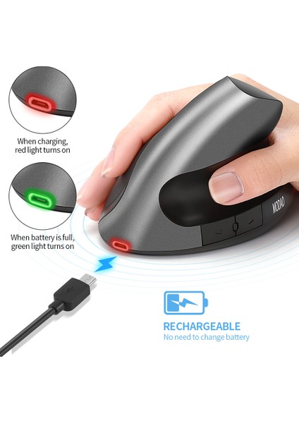 Yaratıcı Ergonomik Optik Sessiz 2.4g Kablosuz Fare Şarj Edilebilir Dikey Kavrama Dizüstü Bilgisayarlar Için Yüksek Hassasiyet (Yurt Dışından) modelleri