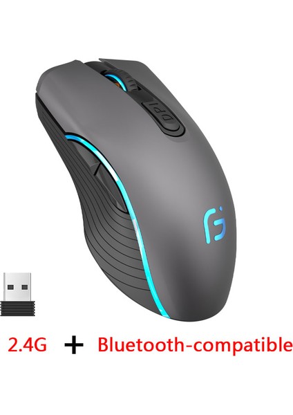 Şarj Edilebilir Bilgisayar Faresi Çift Modlu Bluetooth + 2.4 Ghz Kablosuz USB Fare 2400 Dpı Optik Oyun Faresi Oyun Fareleri Pc Dizüstü Için (Yurt Dışından)