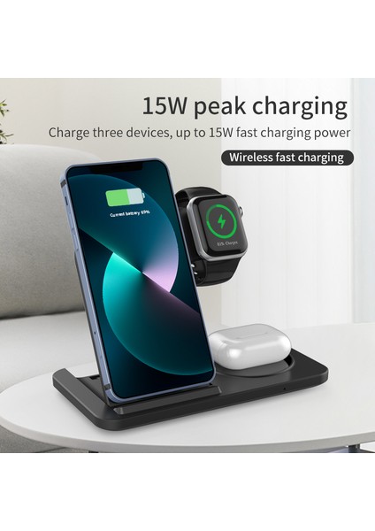 Katlanabilir 3'ü 1 Arada Kablosuz Şarj Istasyonu iPhone 11 12 Pro 13 14 Plus Apple Watch 7/6 Samsung Galaxy Watch Için (Yurt Dışından) fırsatları
