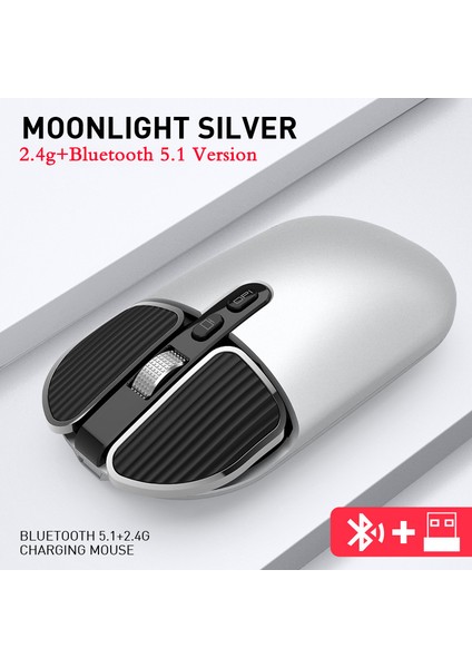 Küçük Orta El Mini Kablosuz Fare 2.4g Bluetooth Bilgisayar Dizüstü Dizüstü Macbook Pad Tablet Şarj Edilebilir Sessiz Mause (Yurt Dışından)