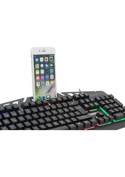 Metal Süspansiyonlu Mekanik Dokunmatik Klavye ve Mouse Seti Siyah USB Gökkuşağı Aydınlatmalı Q Gaming Klavye ve Mouse Seti (Yurt Dışından)