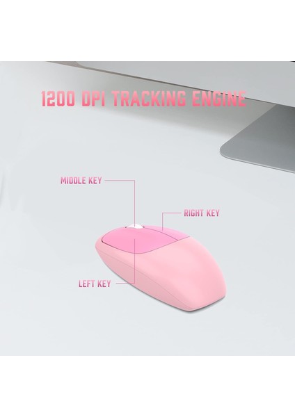 Kablosuz Klavye Fare Kombinasyonu, 112 Renkli Yuvarlak Retro Tarzı Tuşlu 2,4 Ghz USB Pembe Klavye, Letton Ofis Bilgisayarı Kablosuz Sessiz Klavye ve Mac Pc Için Kablosuz Sevimli Fare (Yurt Dışından)