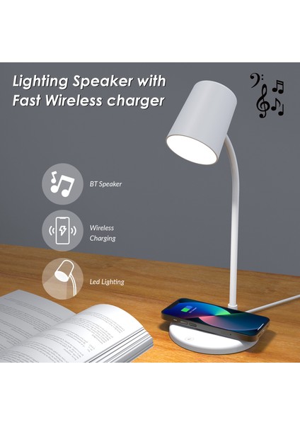 Kablosuz Şarj Masa Lambası Bluetooth Hoparlör Üçü Bir Arada Sıcak Gece Lambası USB Şarj LED Masa Lambası Bluetooth Ses (Yurt Dışından) fırsatları