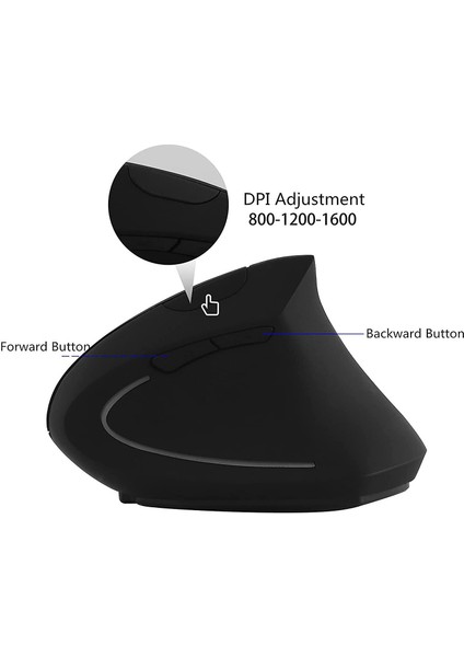 Ergonomik Dikey Kablosuz Fare, Şarj Edilebilir 2.4 Ghz Optik Fareler 800/1200/1600 Dpi 6 Düğme Dizüstü Bilgisayar, Pc, Bilgisayar, Masaüstü, Dizüstü Bilgisayar (Yurt Dışından)