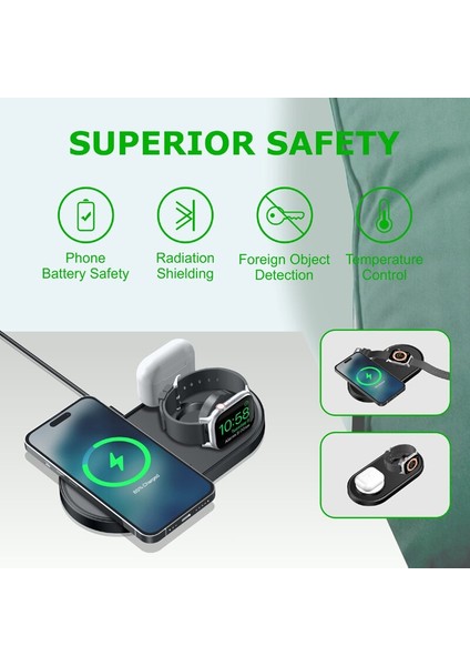 In 1 Kablosuz Şarj Pad Standı 15W Telefon Hızlı Şarj Dock Istasyonu iPhone 14 13 12 Pro Max Mini Apple Watch 8 7 (Yurt Dışından) indirimleri