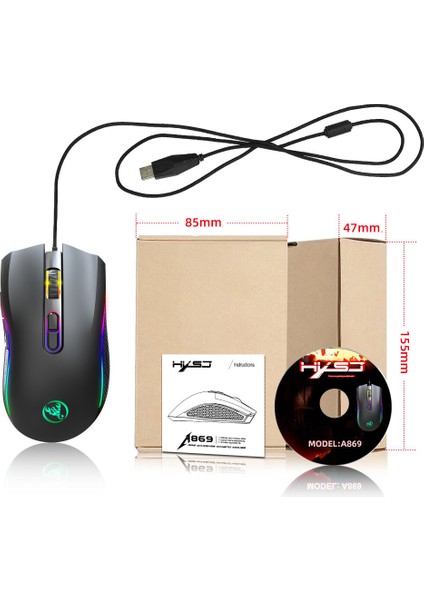 Üst Düzey Optik Profesyonel Oyun Faresi, Rgb Çerçeveli Oyun Faresi Ergonomik Tasarım, Rahat Dokunuş, Rgb Makro Çözünürlüklü Programlanabilir (Yurt Dışından)