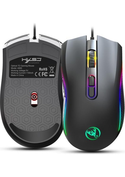 Üst Düzey Optik Profesyonel Oyun Faresi, Rgb Çerçeveli Oyun Faresi Ergonomik Tasarım, Rahat Dokunuş, Rgb Makro Çözünürlüklü Programlanabilir (Yurt Dışından)