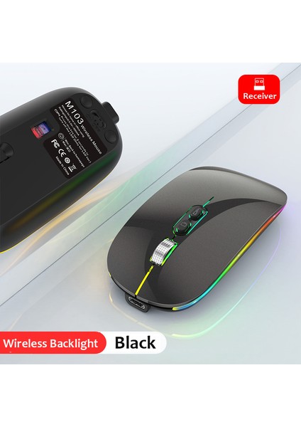 Çift Modlu Bluetooth 2.4g Kablosuz Fare Tek Tıkla Masaüstü Işlevi C Tipi Şarj Edilebilir Dizüstü Pc Için Sessiz Arkadan Aydınlatmalı Fare Yeni (Yurt Dışından)