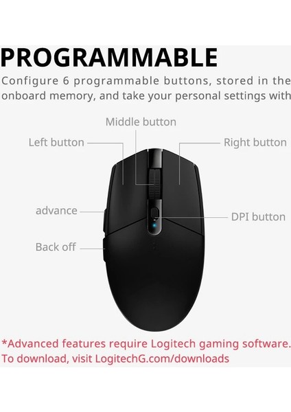 G304 Lıghtspeed Kablosuz Oyun Faresi 12000 Dpı Ayarlanabilir Optik Bluetooth Fare Logi Için 6 Programlanabilir Düğme (Yurt Dışından)