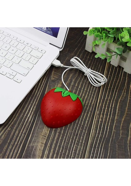 USB Kablolu Fare Sevimli Meyve Çilek Şekli Kablolu Fare Taşınabilir Mini Optik Fareler Karikatür Bilgisayar Fare Dizüstü Masaüstü Pc Için 3 Düğmeler (Çilek) (Yurt Dışından)