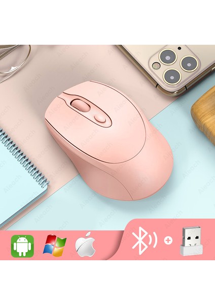 Aieach Şarj Edilebilir Kablosuz Bluetooth Fare Sessiz Kablosuz Bilgisayar Fare USB Ergonomik Gamer Bilgisayar Faresi Dizüstü Macbook (Yurt Dışından)