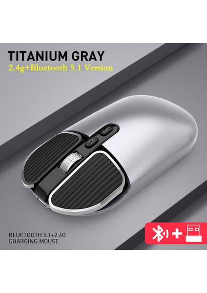 Küçük Orta El Mini Kablosuz Fare 2.4g Bluetooth Bilgisayar Dizüstü Dizüstü Macbook Pad Tablet Şarj Edilebilir Sessiz Mause (Yurt Dışından)