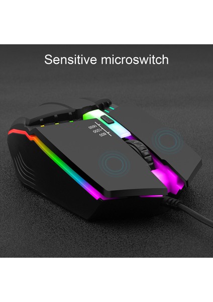 Sessiz Kablolu Oyun Faresi 1600 Dpı USB Fare Rgb Arkadan Aydınlatmalı Dilsiz Fareler Masaüstü Dizüstü Bilgisayar Oyun Faresi (Yurt Dışından) fırsatları