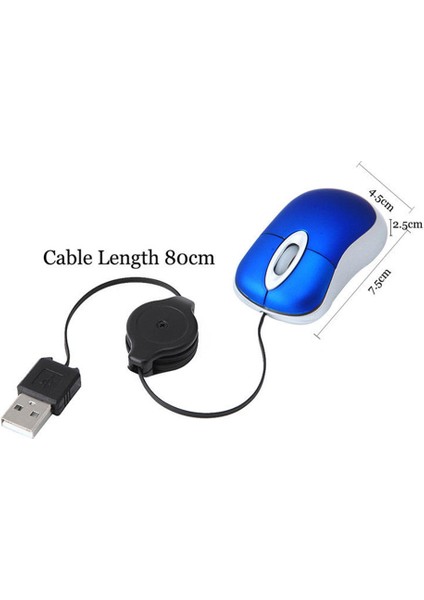 Optik Mini Geri Çekilebilir Fare Taşınabilir Mini USB Kablolu Fare Ergonomi Ev Ofis Fareleri Bilgisayar Pc Dizüstü Bilgisayar Için (Yurt Dışından)