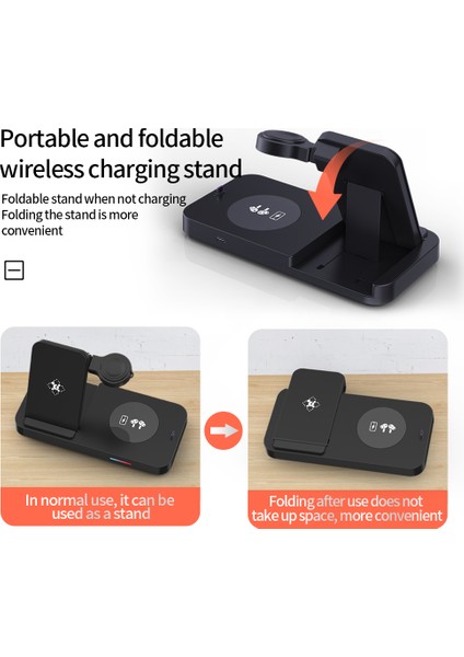 4 In 1 15W Hızlı Kablosuz Şarj Standı Katlanabilir Şarj Istasyonu Apple Watch Samsung Huawei iPhone 14 13 12 Pro Max (Yurt Dışından) modelleri