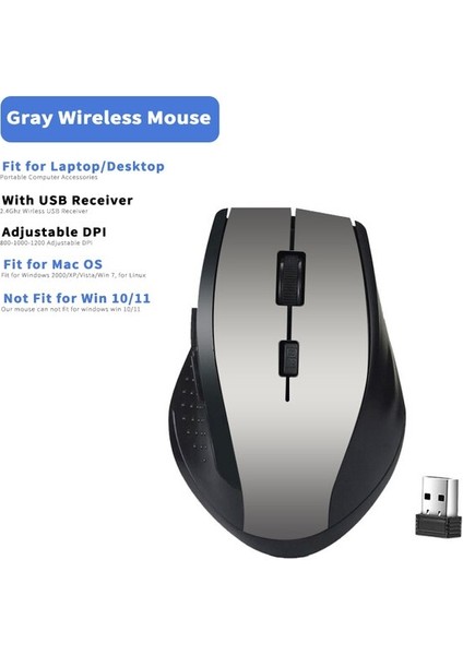 2.4 Ghz Kablosuz Fare Gamer Bilgisayar Pc Oyun Faresi USB Alıcısı ile Dizüstü Bilgisayar Aksesuarları Windows Win 7/2000/XP/VISTA/98 (Yurt Dışından)