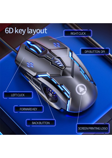 2023 G5 Kablolu Fare Arka Işık Yüksek Hassasiyet 6 Tuşları Makro Programlama Oyun Oyun Bilgisayarı Tablet Pc Için Mekanik Fare (Yurt Dışından)