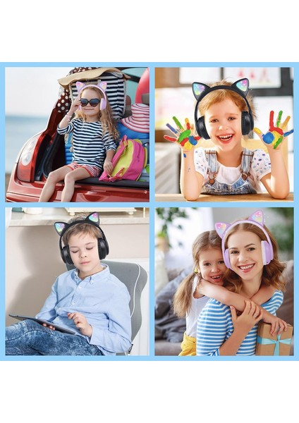 Erkek Kızlar Için Kablosuz Çocuk Kulaklıkları, Kedi Kulak LED Işıklı Bluetooth Kulaklıklar Okul/seyahat/spor/oyun/hediyeler/noel Için Mikrofonlu (Siyah) (Yurt Dışından) fırsatları