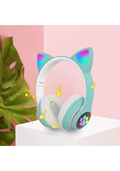 Kablosuz Oyun Kulaklığı, Rgb LED Işıklı Kedi Kulak Kulaklık, Gürültü Önleyici Kulak Içi Kulaklıklar, Pc/mobil Cihazlar Için Katlanabilir Bluetooth 5.0 Oyun Kulaklığı (Yeşil) (Yurt Dışından) modelleri