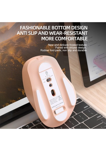 2.4 Ghz Ofis Oyun Faresi 6 Tuşlar 4000 Dpi Sessiz Fare Bluetooth Uyumlu 500 Mah Tip-C Bilgisayar Için Şarj Gücü Ekranı (Yurt Dışından)