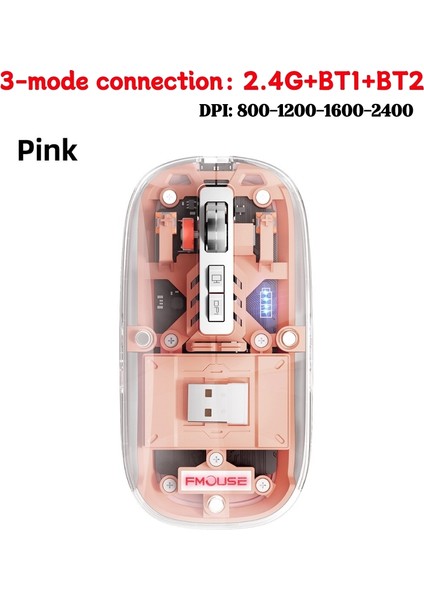 Kablolu Kablosuz Fare Gamer Rgb Işık Ayarlanabilir Şeffaf Oyun Fare Bluetooth Uyumlu Masaüstü Dizüstü Bilgisayar Için Fare (Yurt Dışından)