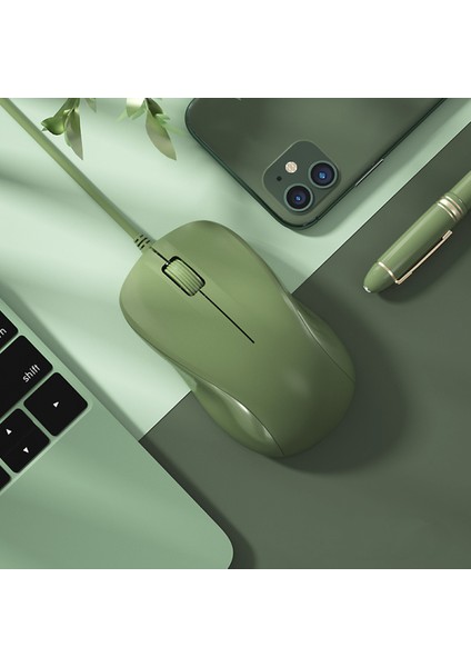 Sessiz Kablolu Fare Dizüstü Masaüstü Bilgisayar Faresi Bilgisayar Faresi USB Fare Retro Yeşil (Yurt Dışından)