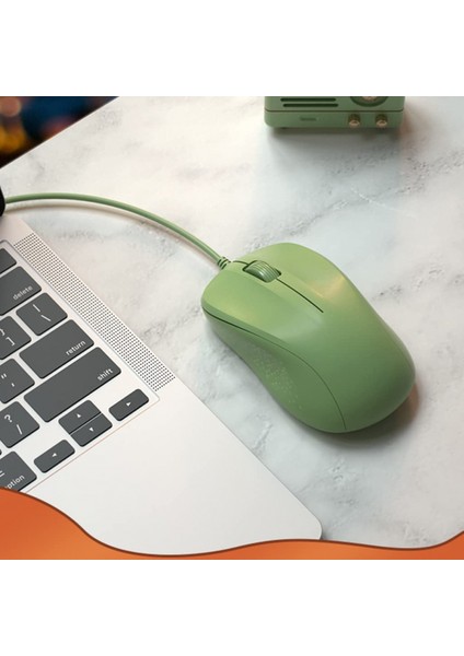 Sessiz Kablolu Fare Dizüstü Masaüstü Bilgisayar Faresi Bilgisayar Faresi USB Fare Retro Yeşil (Yurt Dışından)