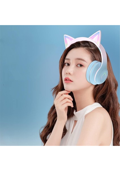 Kulak Üstü Bluetooth Kulaklık, Kedi Kulak Kulaklıkları, Kulaklık Kedi Kulak LED Işıklı Bluetooths Katlanabilir, Güvenli Katlanabilir Kulaklık, Mikrofonlu, Çocuklar Yetişkinler Için-Mor (Yurt Dışından)