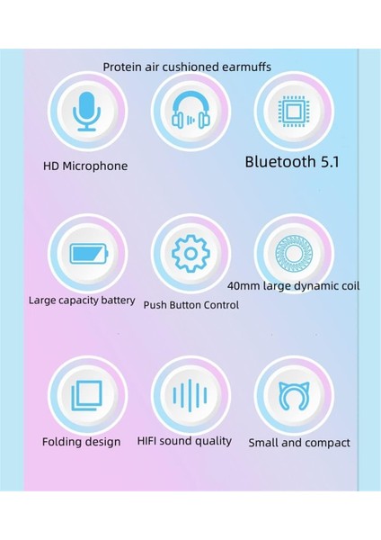 Kulak Üstü Bluetooth Kulaklık, Kedi Kulak Kulaklıkları, Kulaklık Kedi Kulak LED Işıklı Bluetooths Katlanabilir, Güvenli Katlanabilir Kulaklık, Mikrofonlu, Çocuklar Yetişkinler Için-Mor (Yurt Dışından)