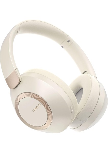 B-C6 Kablosuz Kulak Üstü Kulaklık, 50 Saat Çalma Süresi Katlanabilir Hafif Bluetooth Kulaklık, Derin Bas, Dahili Mikrofon, Hafızalı Köpük Kulaklık, Seyahat Için, Ev Ofis (Bej Beyaz) (Yurt Dışından)