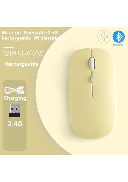 Şarj Edilebilir Bluetooth Kablosuz Fare Tablet Telefon Bilgisayar Bluetooth Kablosuz Fare Şarj Aydınlık 2.4g USB Kablosuz Fare (Yurt Dışından)
