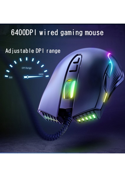 Oyun Faresi Kablolu Oyun Rgb Mekanik Tavuk Yeme Lol Bilgisayar USB (Yurt Dışından)
