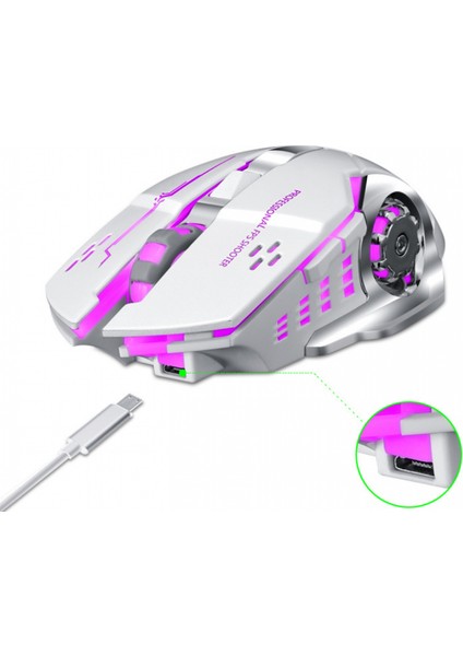 Renkli Dilsiz Kablosuz Fare, USB Şarj Edilebilir Ofis Oyun Dizüstü Veya Bilgisayar Yaratıcı Fare (Yurt Dışından)