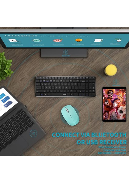 Kablosuz Bluetooth Sessiz Fare Ev Kullanımı Için Çok Cihazlı Kablosuz Bluetooth Fare, 3 Cihaza Kadar Bağlanabilir, Gürültü Yok Ergonomik Tasarım, Rahat Kullanım, 9 Aya Kadar Pil Ömrü (Yurt Dışından)