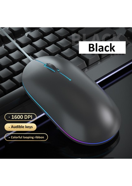 Hkxa Kablolu Fare Sevimli Mini Rgb Arkadan Aydınlatmalı Fare Tasarım Ergonomik Mause USB 1600 Dpı Optik Fare Yaratıcı Bilgisayar Pc Laptop Için (Yurt Dışından)