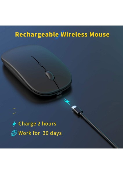Dizüstü Bilgisayar Pc Için Kablosuz Şarj Edilebilir Fare, Ince Mini Gürültüsüz Kablosuz Fare, Ev/ofis Için 2.4g Fareler (Yurt Dışından) modelleri