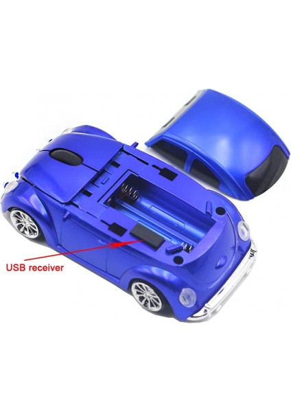 Araba Faresi Kablosuz Fare Dizüstü Masaüstü Bilgisayar Fareleri, 2.4ghz USB Alıcısı ile LED Far (Mavi) (Yurt Dışından) fırsatları