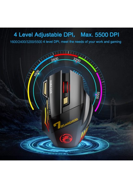 Şarj Edilebilir Kablosuz Fare Bluetooth Gamer Gaming Mouse Bilgisayar Arkadan Aydınlatmalı Ergonomik Mause Rgb Dizüstü Bilgisayar Için Sessiz Fareler (Yurt Dışından)