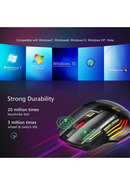 Şarj Edilebilir Kablosuz Fare Bluetooth Gamer Gaming Mouse Bilgisayar Arkadan Aydınlatmalı Ergonomik Mause Rgb Dizüstü Bilgisayar Için Sessiz Fareler (Yurt Dışından)