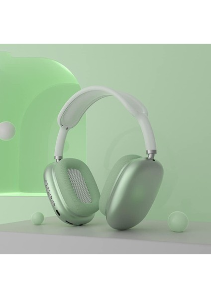 P9 Kablosuz Bluetooth Kulaklık, Hifi Stereo Kulak Üstü Kulaklık, Seyahat/ev/ofis Için Mikrofonlu Spor Gürültü Önleyici Kulaklık (Yeşil) (Yurt Dışından)