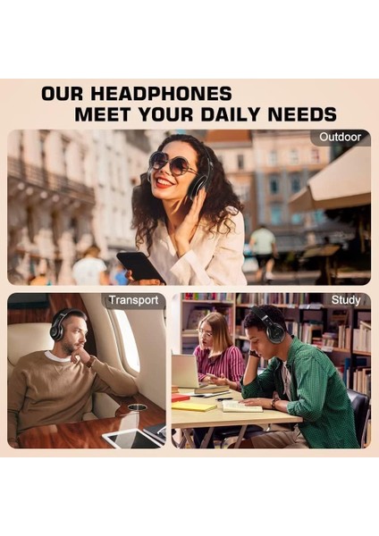 6s Kablosuz Bluetooth Kulak Üstü Kulaklık, Hi-Fi Stereo Katlanabilir Kablosuz Stereo Kulaklık Dahili Mikrofonlu Kulaklıklar, Ses Kontrolü, Telefon/pc Için Fm (Siyah ve Altın) (Yurt Dışından)