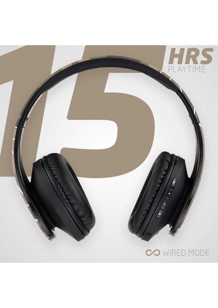 Bluetooth Kulak Üstü Kulaklıklar, Kablosuz Stereo Katlanabilir Kulaklıklar Dahili Mikrofonlu Kablosuz ve Kablolu Kulaklıklar, Mikro Sd/tf, Iphone/samsung/ipad/pc Için Fm (Camo) (Yurt Dışından)