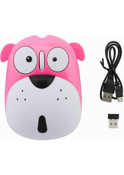 Kablosuz Fare Sevimli Hayvan Köpek 2.4 Ghz Kablosuz Fare Mini Şarj Edilebilir Optik Fareler Karikatür Bilgisayar Fare Dizüstü Masaüstü Pc Bilgisayar Için 3 Düğmeler (Pembe) (Yurt Dışından)