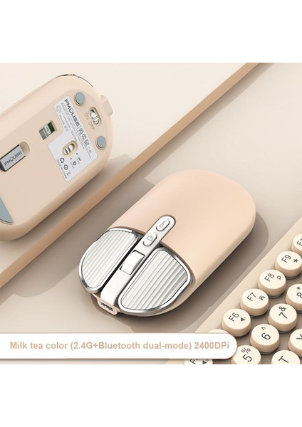 Ryra M203 Ikinci Nesil Kablosuz Fare Bt Çift Mod Dilsiz Kızlar Sevimli Toz Dizüstü Ofis Ev Şarj Masaüstü Ofis Faresi (Yurt Dışından)