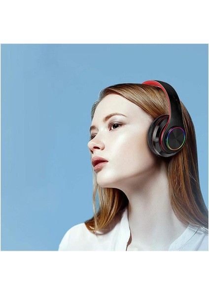Bluetooth Kulak Üstü Kulaklıklar, Renkli LED Işıklar Dahili Mikrofonlu Kulaklıklar, Hafif, Sınıf/ev Ofis/pc/mobil Için Kablolu ve Kablosuz Katlanabilir Hifi Stereo Kulaklıklar (Yurt Dışından)