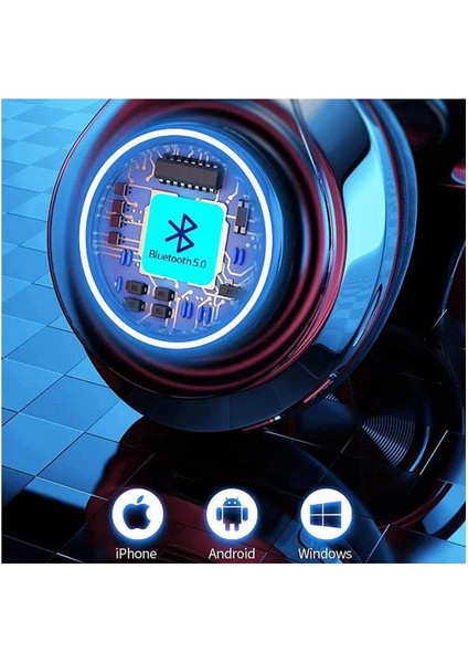 Bluetooth Kulak Üstü Kulaklıklar, Renkli LED Işıklar Dahili Mikrofonlu Kulaklıklar, Hafif, Sınıf/ev Ofis/pc/mobil Için Kablolu ve Kablosuz Katlanabilir Hifi Stereo Kulaklıklar (Yurt Dışından)