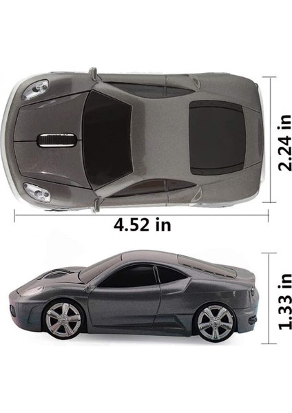 2.4 Ghz Kablosuz Araç Şekilli Fare 3D Optik Oyun Faresi Pc Dizüstü Bilgisayar Için USB Mini Alıcı (Gri) (Yurt Dışından) modelleri